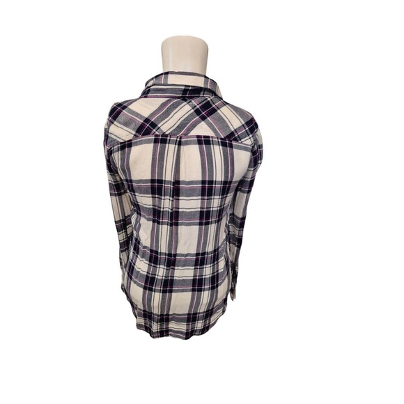 Revolve Rails Hunter Plaid Button Down Shirt White Navy & Orchid Sz S - Picture 10 of 12